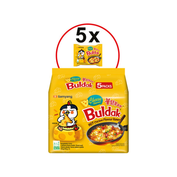 SAMYANG Buldak Instant Nudeln Hot Chicken Käse 5Stk